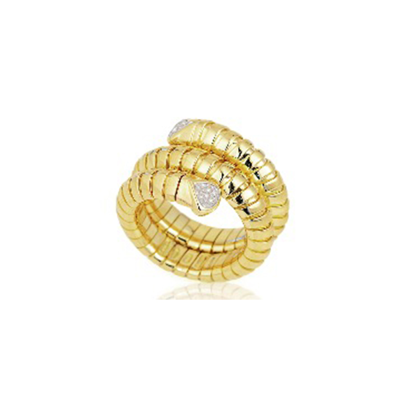 18K Yellow Gold Diamond Trisola Pave Ring