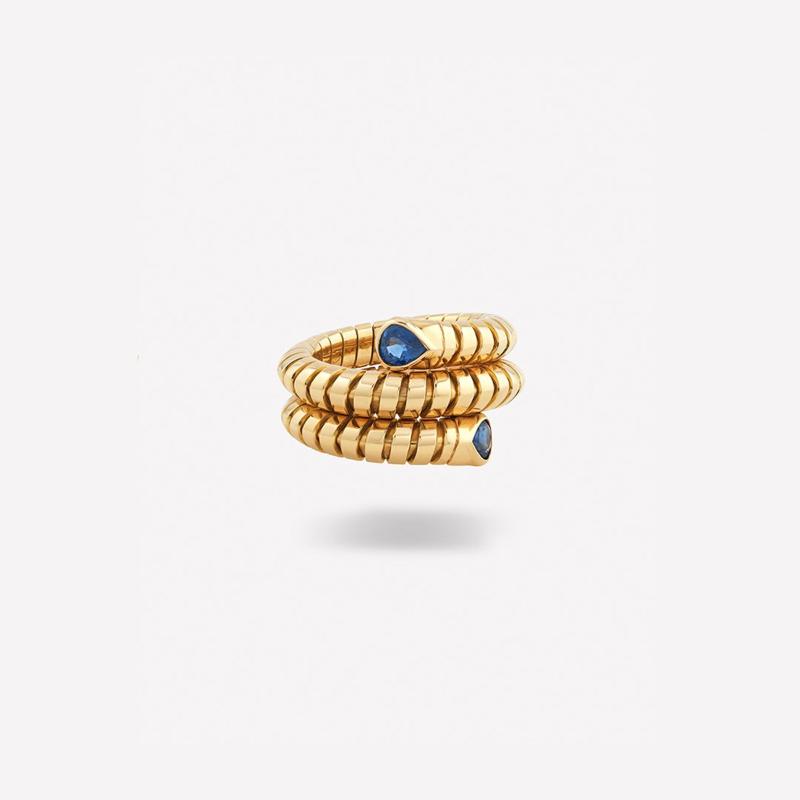 18K Yellow Gold Sapphire Trisola Ring