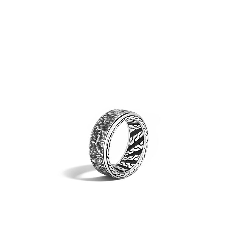 John Hardy sterling silver Reticulated 10mm ring, size 10