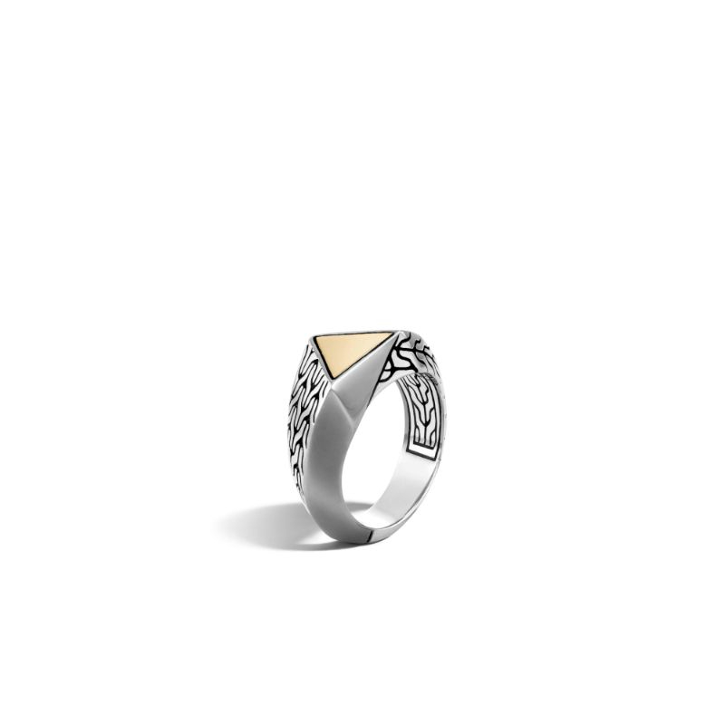 Sterling Silver And 18K Bonded Yellow Gold Classic Chain Tiga Signet Ring