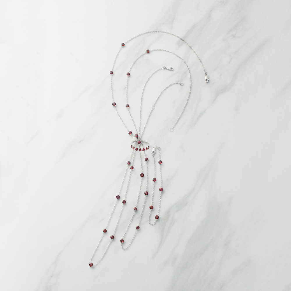 Round Garnet Necklace  32"