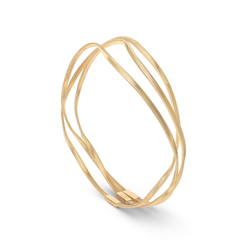 Marco Bicego 18k yellow gold Marrakech hand twisted bangle bracelet, size 2.6"