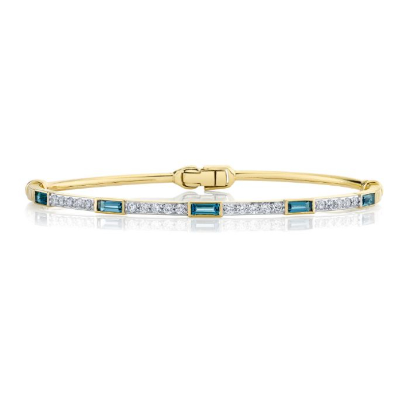Sloane Street 18K Yellow Gold London Blue Topaz And Diamond Bangle Bracelet