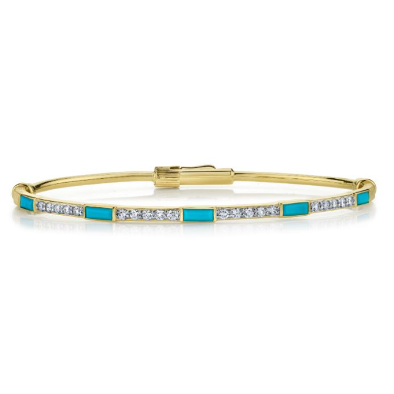Sloane Street 18K Yellow Gold Turquoise And Diamond Bangle Bracelet