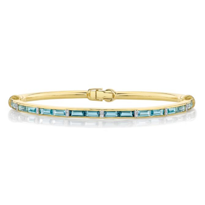 Sloane Street 18K Yellow Gold London Blue Topaz And Diamond Bangle Bracelet