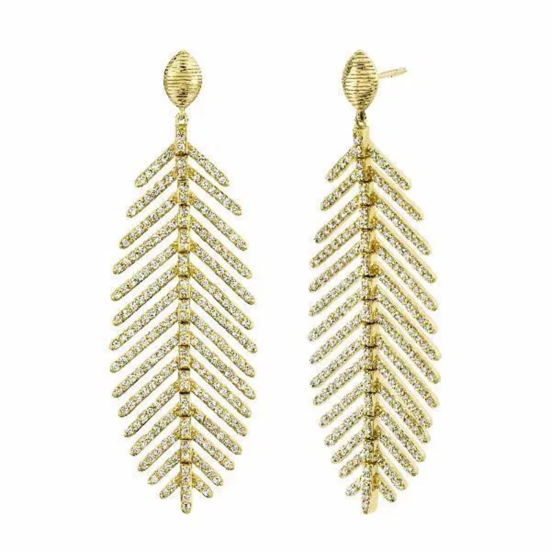 Sloane Street 18K Yellow Gold Feather Drop Earrings