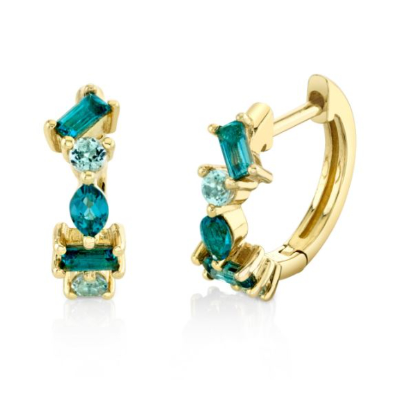 Sloane Street 18K Yellow Gold London And Sky Blue Topaz Huggie Hoop Earrings