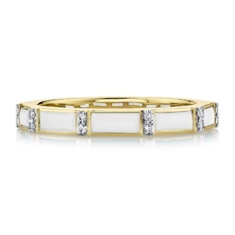 Sloane Street 18K Yellow Gold White Onyx And Diamond Band