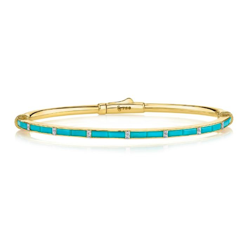 Sloane Street 18K Yellow Gold Turquoise And Diamond Bangle Bracelet