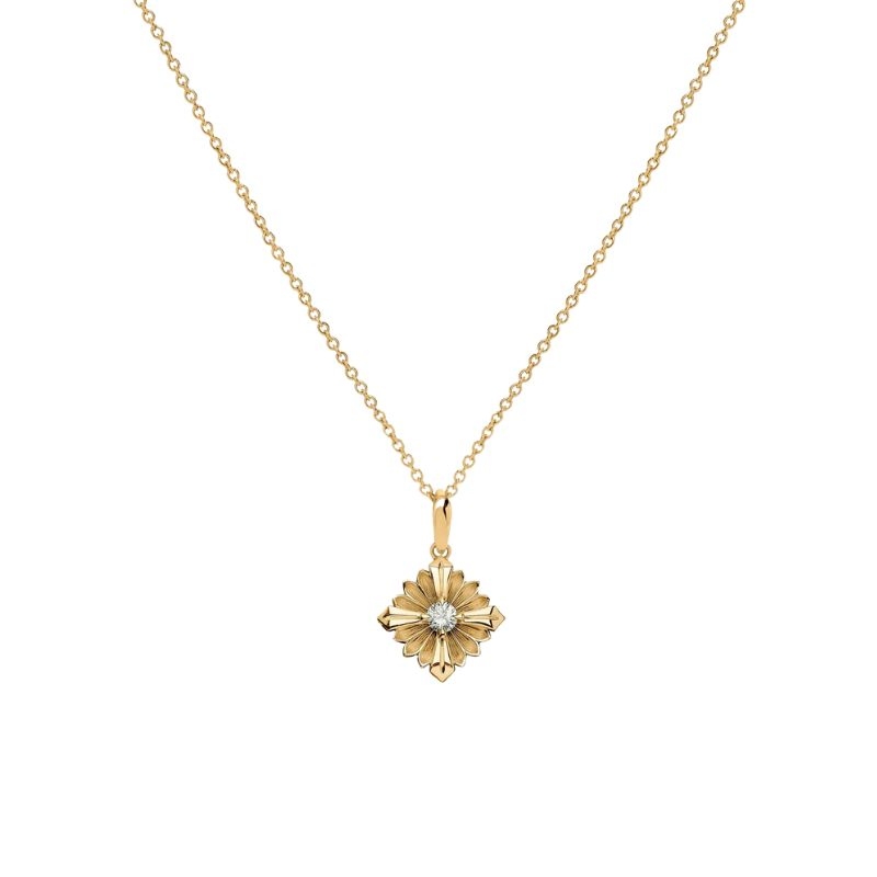 Rouvenat Stamp Flower Pendant Necklace