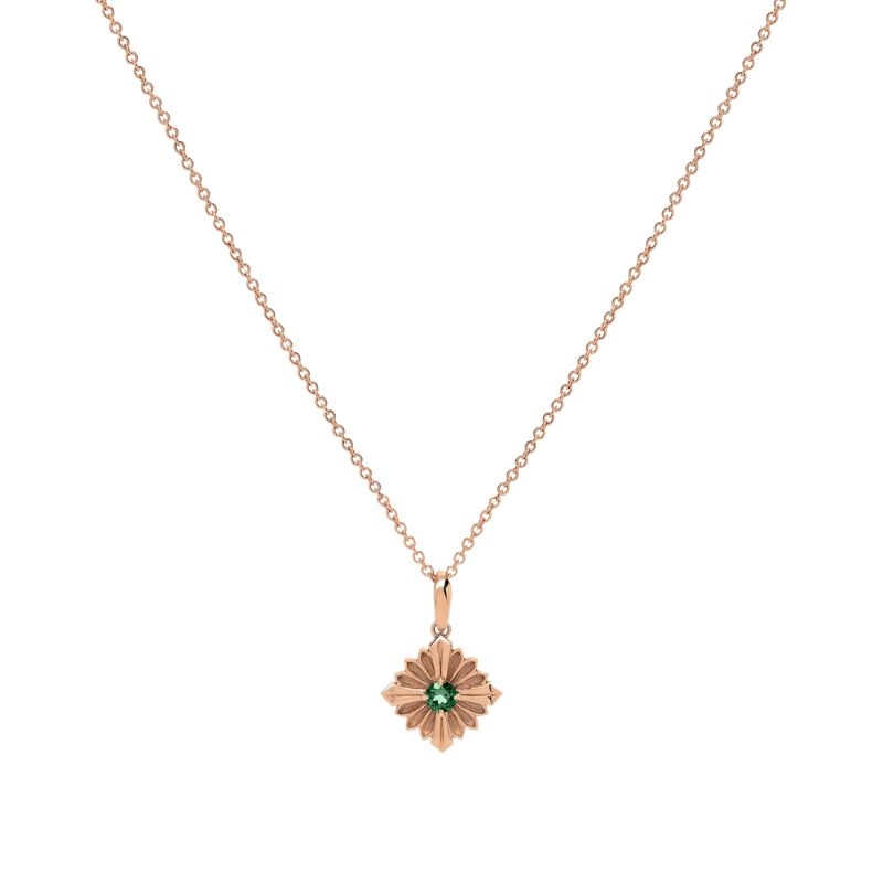 Rouvenat Stamp Flower Pendant Necklace