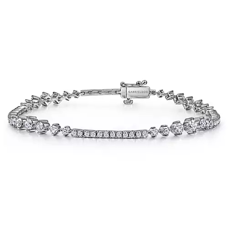 Gabriel & Co 18K White Gold Rhodium Plated Lusso Tennis Bracelet