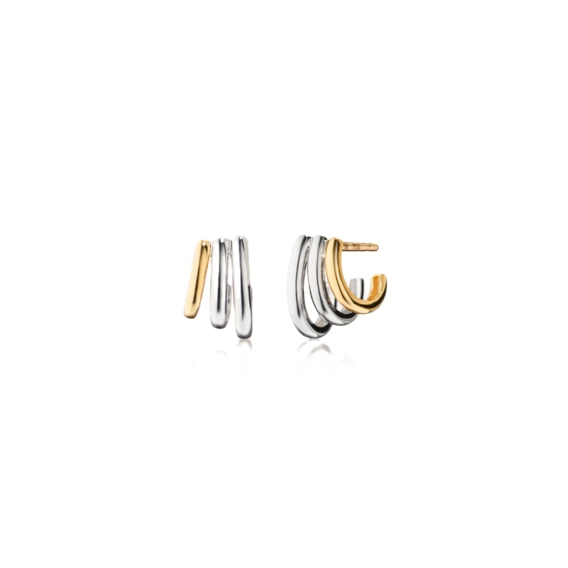 Monica Rich Kosann 18K Yellow Gold Sun, Moon and Stars "Rings of Saturn" Two-Tone Hoop Earrings