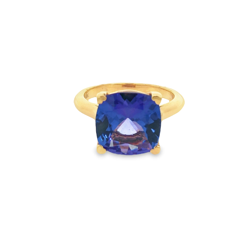 Lisa Nik 18k rose gold Rocks 11mm cushion shaped tanzanite ring