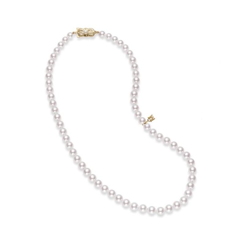 Mikimoto 18K yellow gold Choker pearl strand necklace