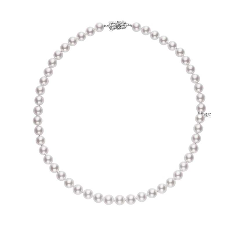 Mikimoto Princess Rhodium Plated Pearl Strand Necklace