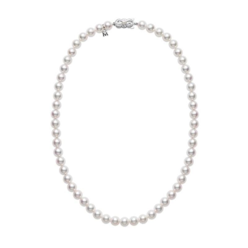 Yellow 18 Karat Strand With A Quality =7.00X6.50Mm Round Pearls Length: 20