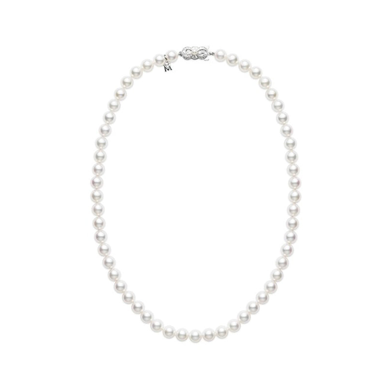 Mikimoto 18K White Gold Rhodium Plated Everyday Essentials Pearl Necklace