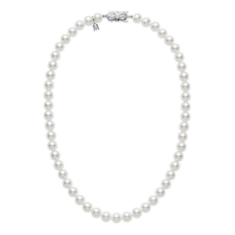 Mikimoto Aloya pearl Choker strand 8.5x8mm A1 16" 18k yellow gold