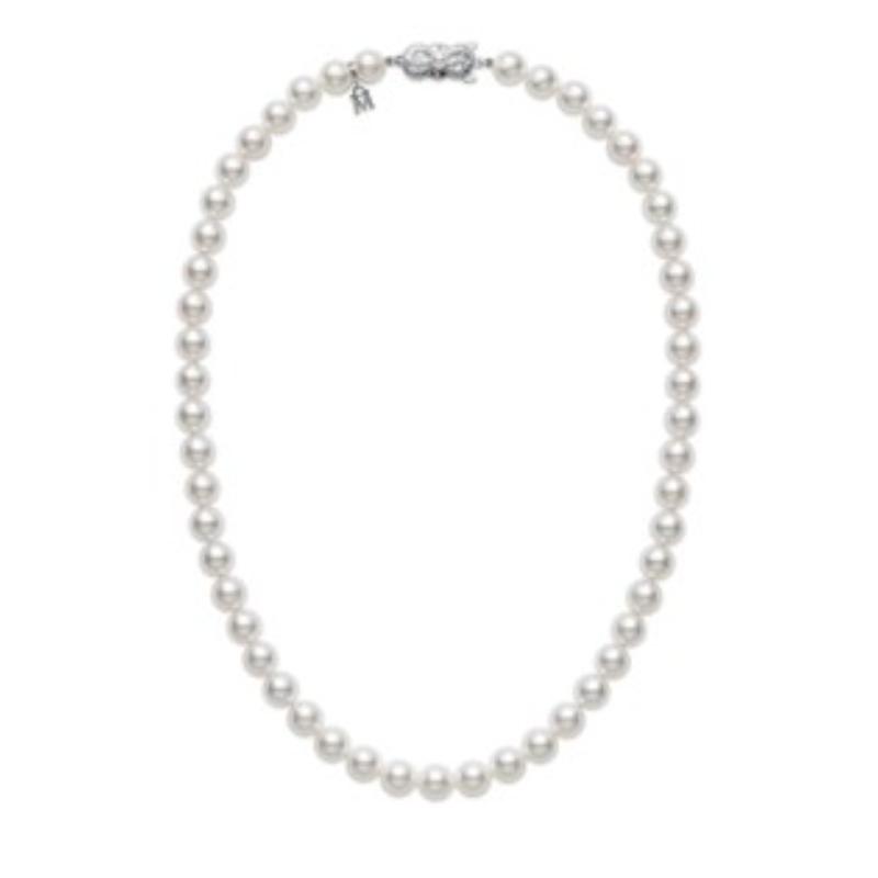 Mikimoto 18k white gold Everyday Essentials pearl strand choker necklace, 9.5x9mm/A Akoya pearls, 16