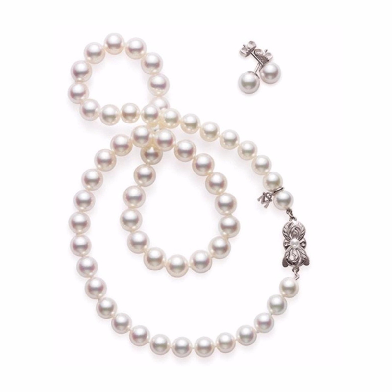 Mikimoto Akoya Pearl Strand and Earrings Set