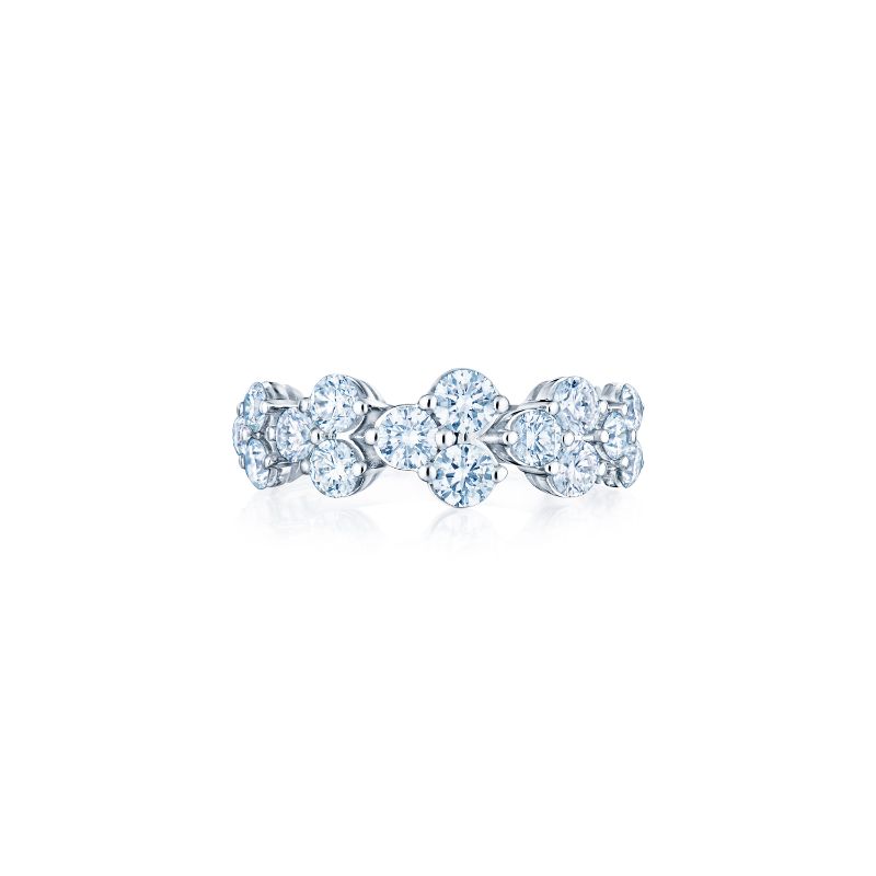 Kwiat Cluster Half Circle Ring with Diamonds