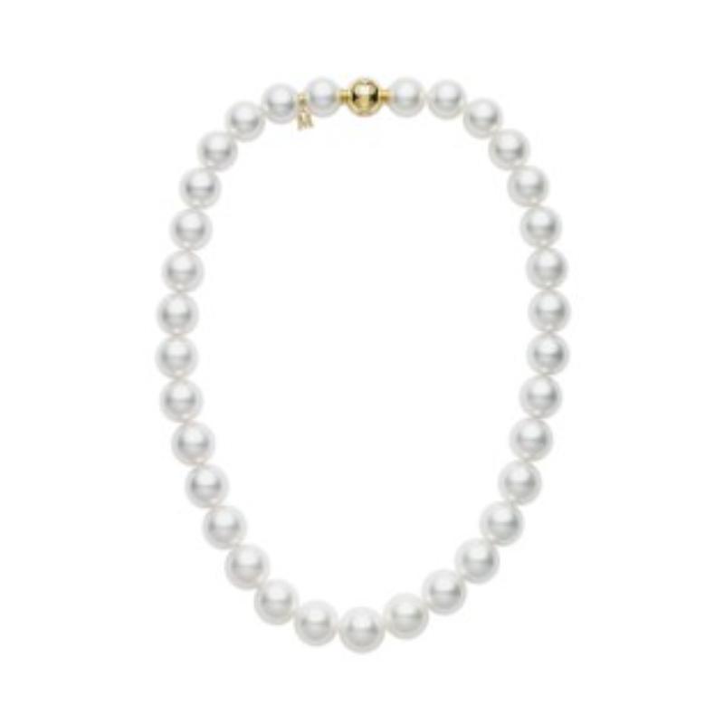 Mikimoto 18k yellow gold White South Sea pearl strand necklace, 14.5x11.3mm/A+ pearls