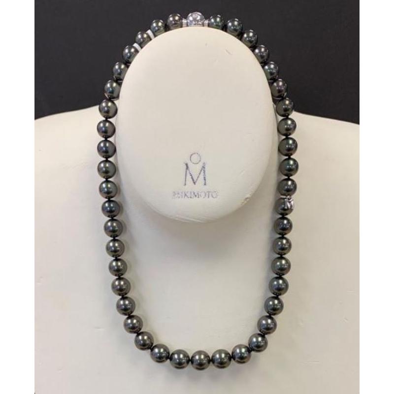 Mikimoto 18K White Gold Rhodium Plated Everyday Essentials Black South Sea Graduated Pearl Strand Necklace