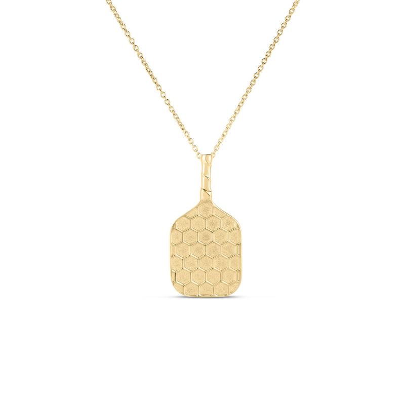 Roberto Coin 18K Yellow Gold Tiny Treasures Textured Pickle Ball Racket Pendant Necklace