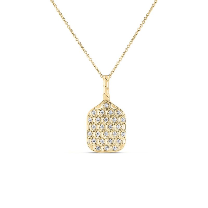 Roberto Coin 18K Yellow Gold Tiny Treasures Textured Pickle Ball Racket Pendant Necklace
