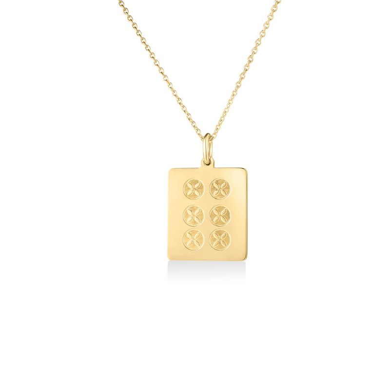 Roberto Coin 18K Yellow Gold Tiny Treasures 6 Stones Mahjong Pendant Necklace