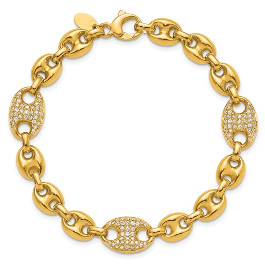 18K Yellow Gold Diamond Anchor Bracelet