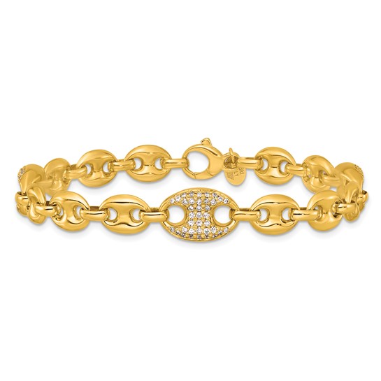 18K Yellow Gold Diamond Anchor Bracelet