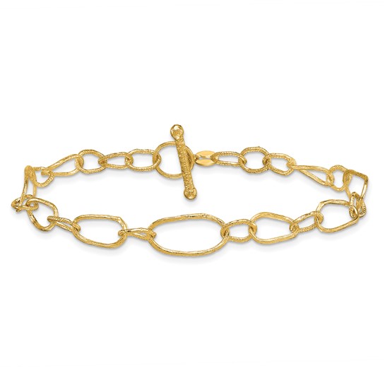 18K Yellow Gold Texture Link Bracelet