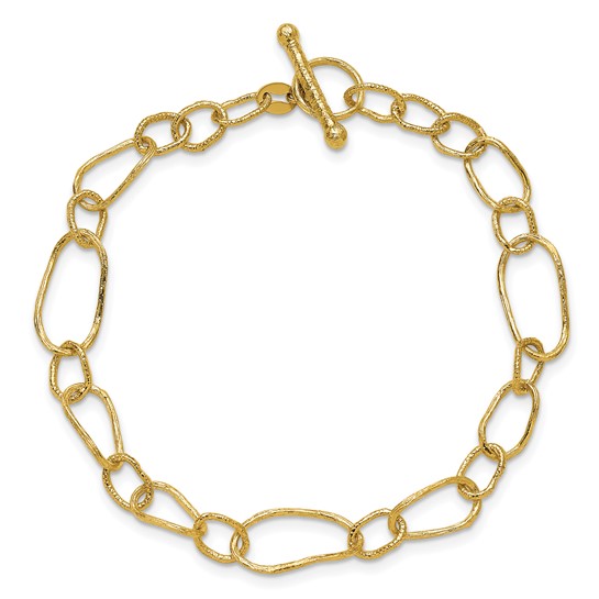 18K Yellow Gold Texture Link Bracelet