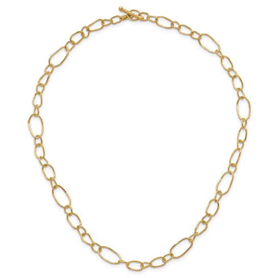 18K Yellow Gold Texture Link Necklace