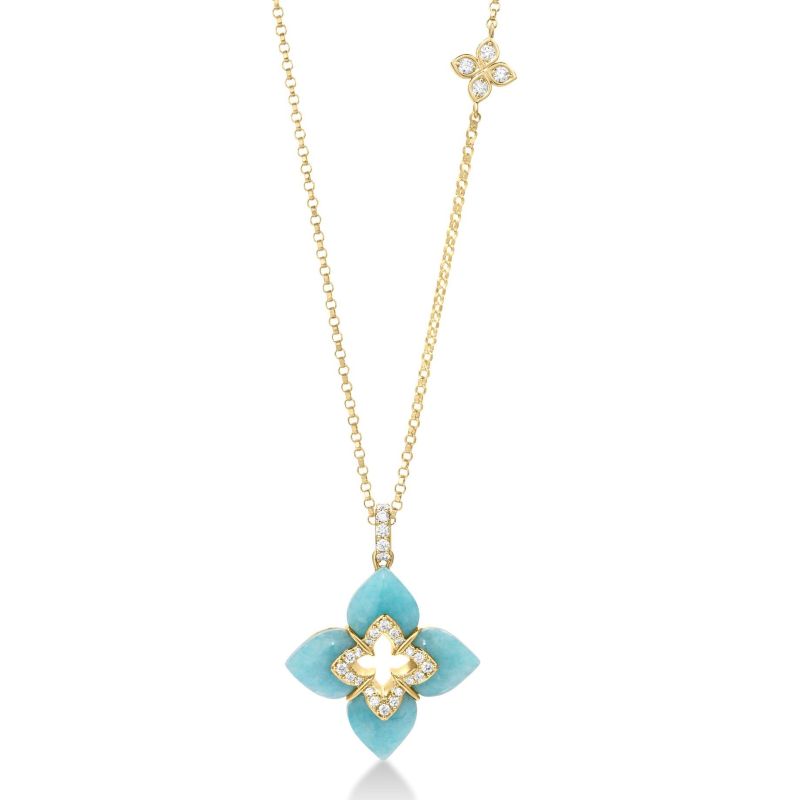 Roberto Coin 18K Yellow Gold Venetian Princess Color Flower Pendant Necklace