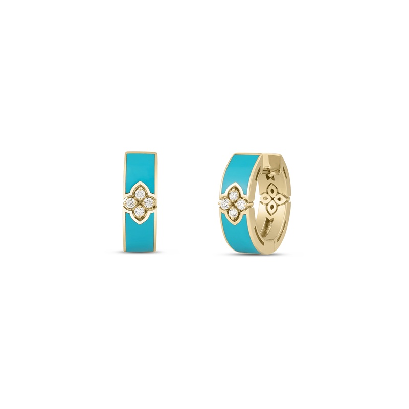 Roberto Coin 18K Yellow Gold Love In Verona Truquoise Enamel Earrings