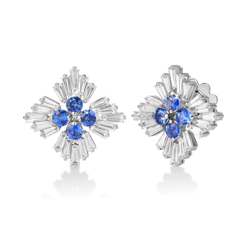 Roberto Coin Princess Diamond and Blue Sapphire Stud Earrings