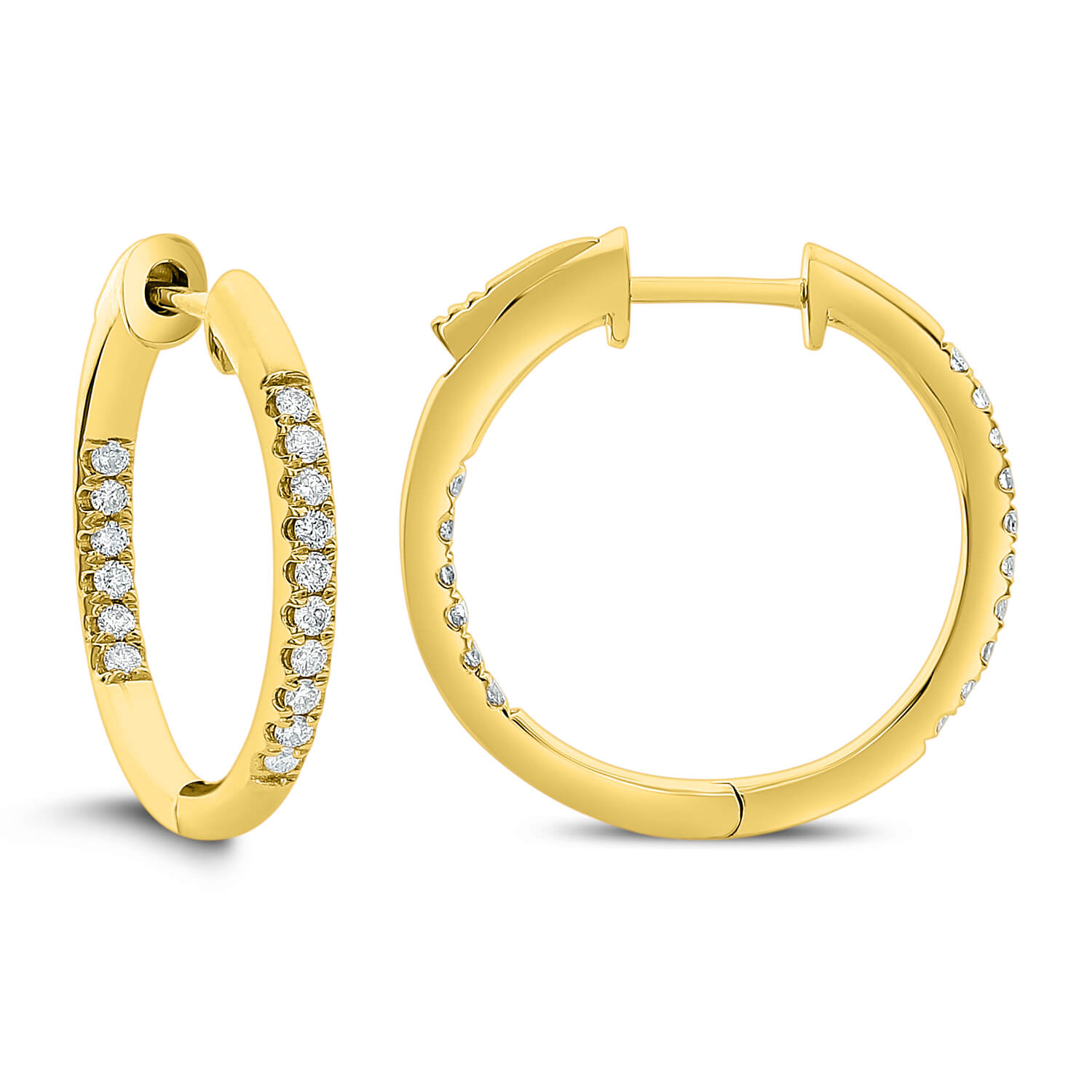 Bachendorf's  18K Yellow Gold  Diamond Hoop Earrings