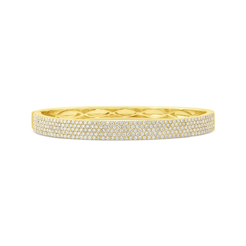 18K Yellow Gold PavÃ© Diamond Bangle