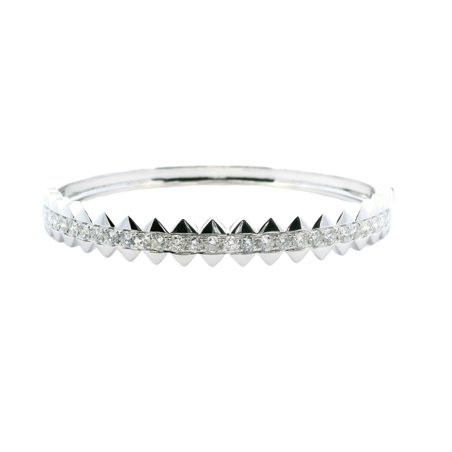 18K White Gold Diamond Spike Bangle