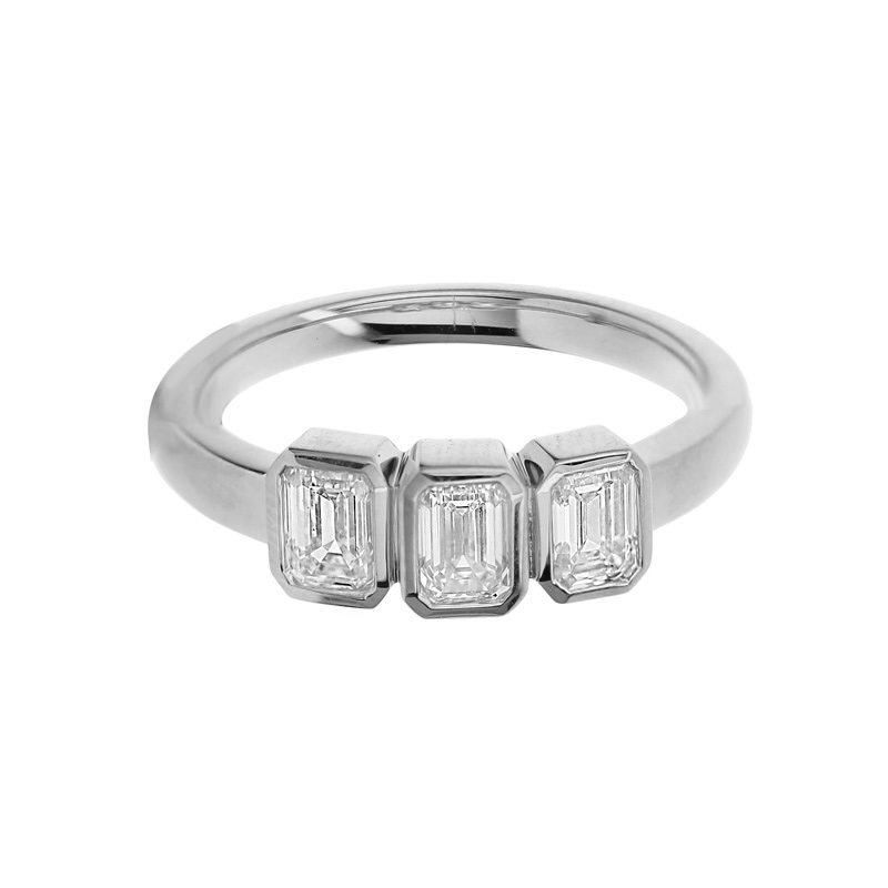 Bachendorf's 18K White Gold Bezel Set Three Stone Ring