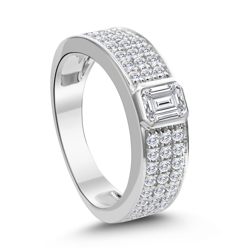 18K White Gold Bezel Set Diamond Band