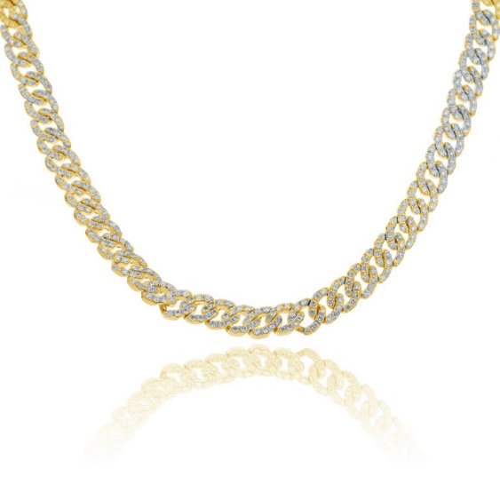 18K Yellow Golf Diamond Curb Chain Necklace