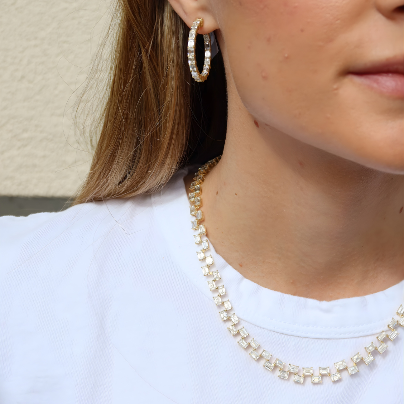 Bachendorf's 18K Yellow Gold Emerald Cut Diamond Necklace