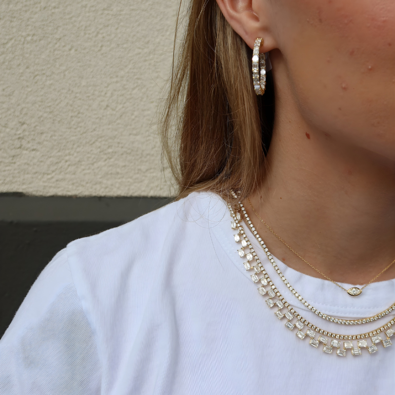 Bachendorf's 18K Yellow Gold Emerald Cut Diamond Necklace