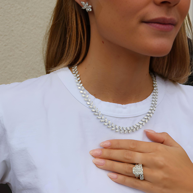 Bachendorf's 18K White Gold Marquise Diamond Necklace