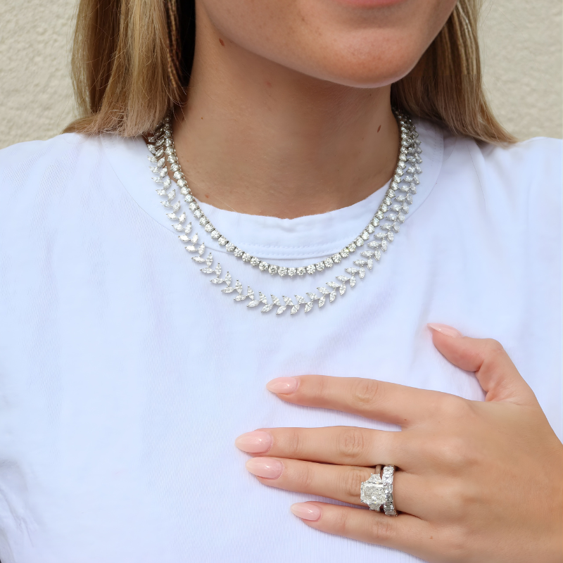 Bachendorf's 18K White Gold Marquise Diamond Necklace