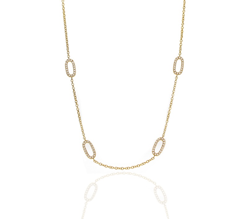 Bachendorf's 18K Yellow Gold Oval Diamond Station Necklace